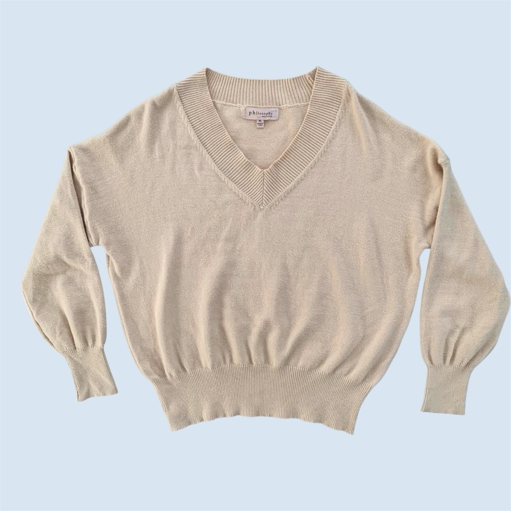 Philosophy Beige V-Neck Cardigan